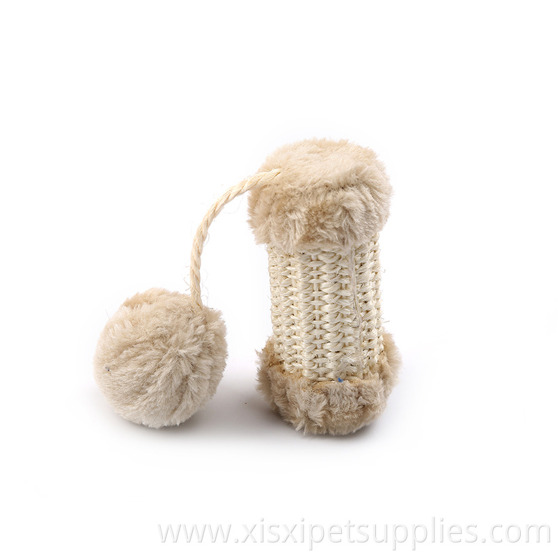 sisal and plush rolling cat ball pet soound scratching toy
